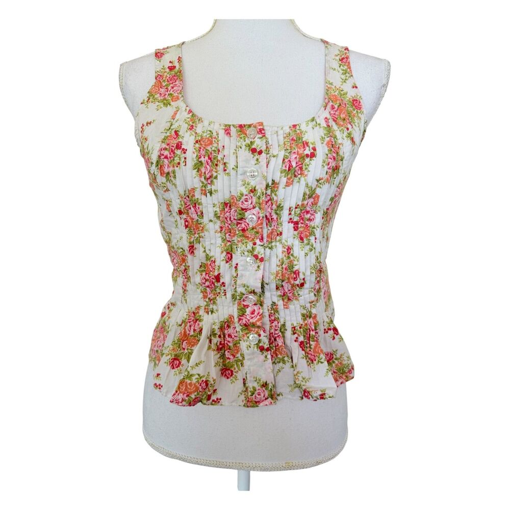 Vintage VIEW Floral Pintuck Pleated Top - Size M